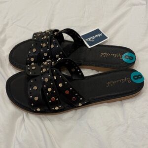 Splendid Black Studded Crisscross Slide Sandals